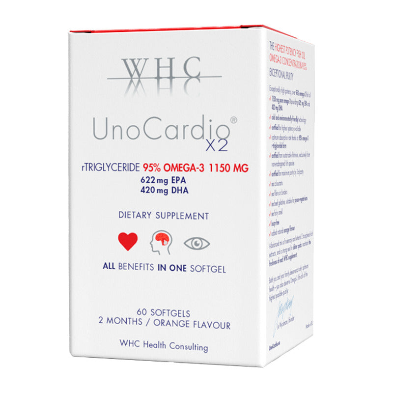 UnoCardio®X2 小紅帽 95%高純度孕婦深海魚油 防妊娠三高 孕期營養 60粒 - WHC HK 