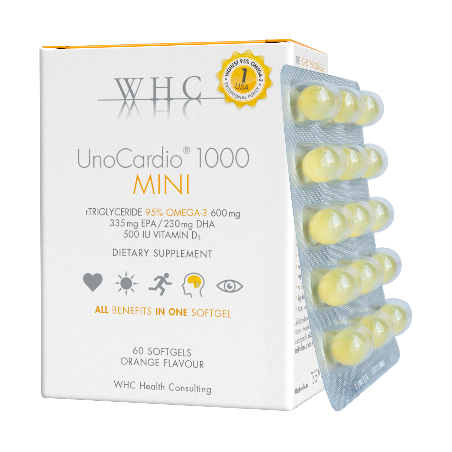 UnoCardio 1000MINI小金蛋 95%高純度深海魚油 60粒