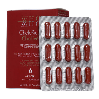 CholeRice ChoLive+ 紅麴米 莫那可林K 蝦青素 橄欖精華 降膽固醇配方60粒 - WHC HK 