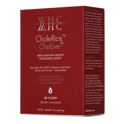 CholeRice ChoLive+ 紅麴米 莫那可林K 蝦青素 橄欖精華 降膽固醇配方60粒 - WHC HK 